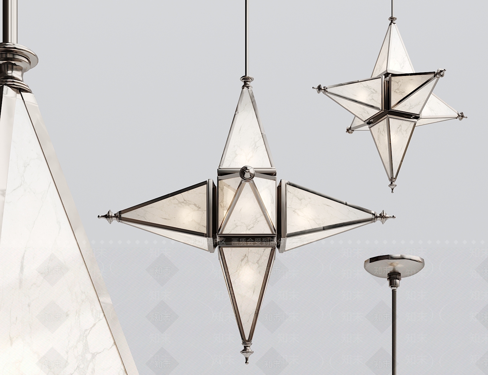 现代金属星星吊灯3D模型下载【ID:533264831】