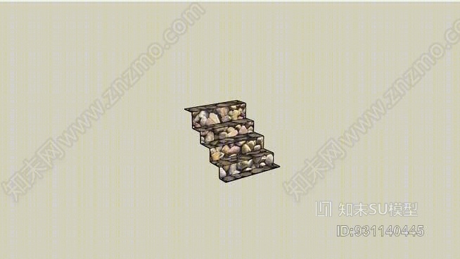 卵石楼梯SU模型下载【ID:931140445】