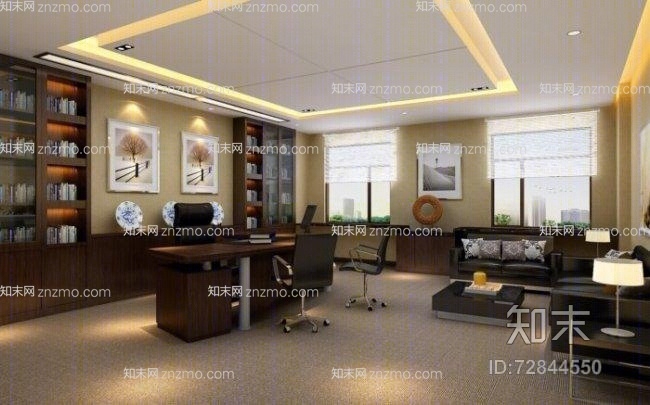 现代经理办公室3D模型下载【ID:72844550】