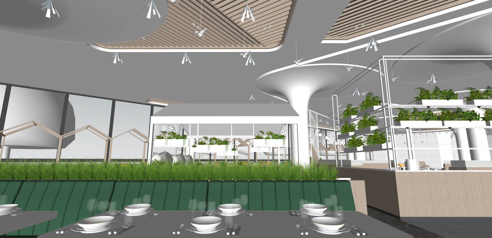 现代酒店餐厅SU模型下载【ID:1215933730】
