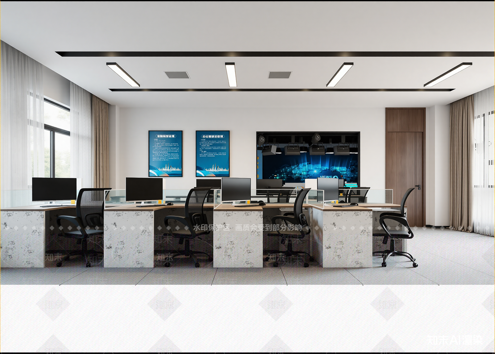 现代办公区3D模型下载【ID:1214641003】