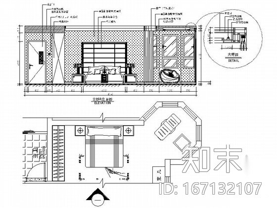 [天津]风景地产古典中式三居室装修施工图（含效果图）cad施工图下载【ID:167132107】