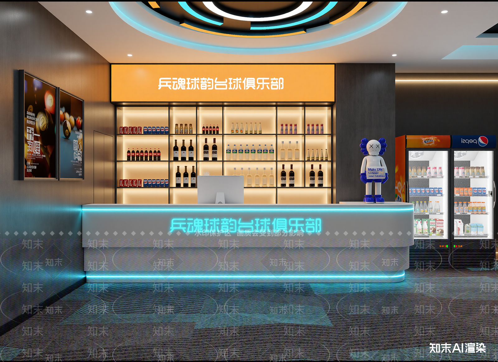 现代台球室3D模型下载【ID:1215108147】