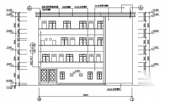 某四层商办楼建筑施工图cad施工图下载【ID:151640106】