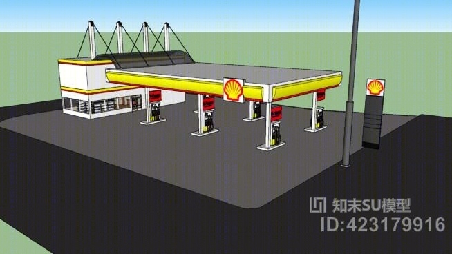 壳牌加油站SU模型下载【ID:423179916】