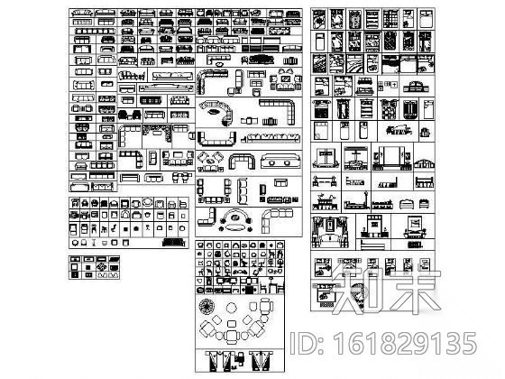 常用家具图块cad施工图下载【ID:161829135】