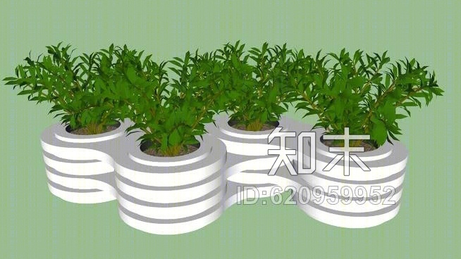 现代植物盆栽设计SU模型下载【ID:620959952】