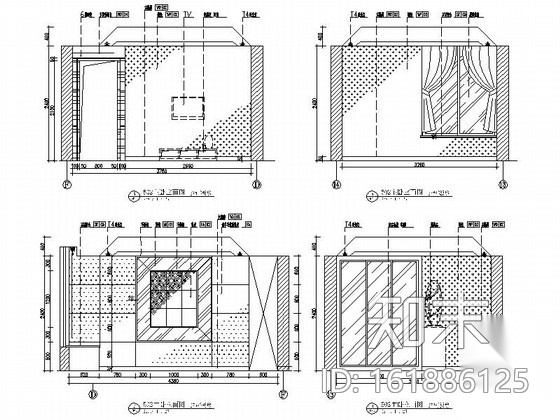 [哈尔滨]现代红色典雅两居室样板房室内装修图（含效果）cad施工图下载【ID:161886125】