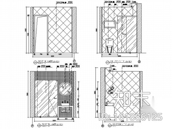 [哈尔滨]现代红色典雅两居室样板房室内装修图（含效果）cad施工图下载【ID:161886125】