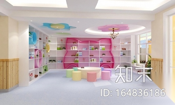 [原创]活泼可爱粉嘟嘟幼儿园装修施工图（含效果图）施工图下载【ID:164836186】