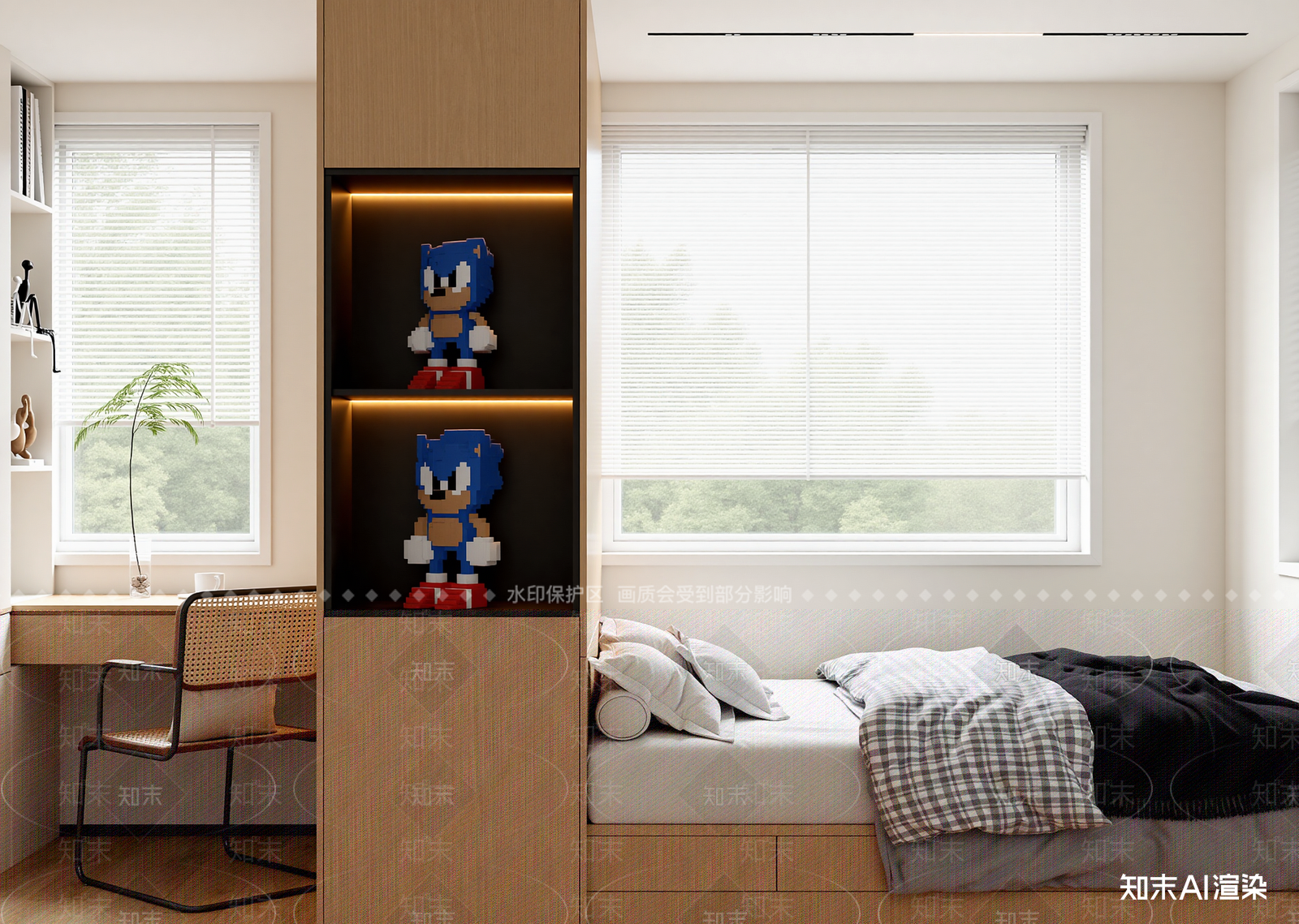 现代男孩房3D模型下载【ID:1214627530】