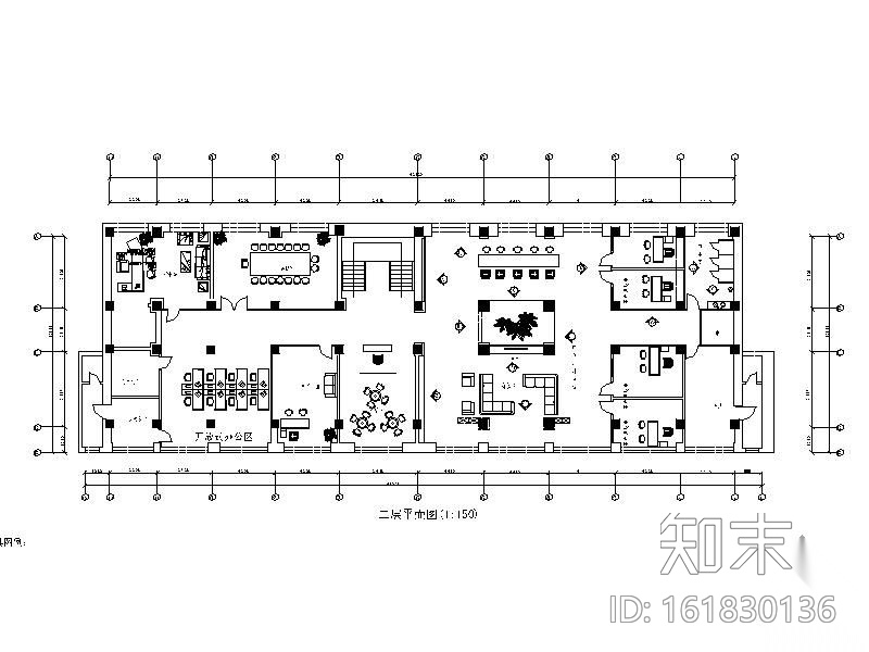 某中型办公室装修图cad施工图下载【ID:161830136】