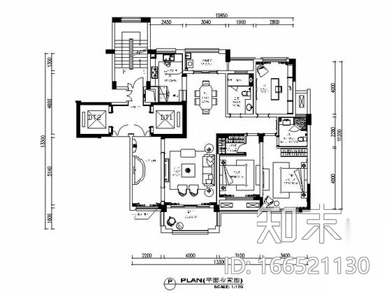 [苏州]高档新古典三居室样板房室内施工图（含效果）cad施工图下载【ID:166521130】