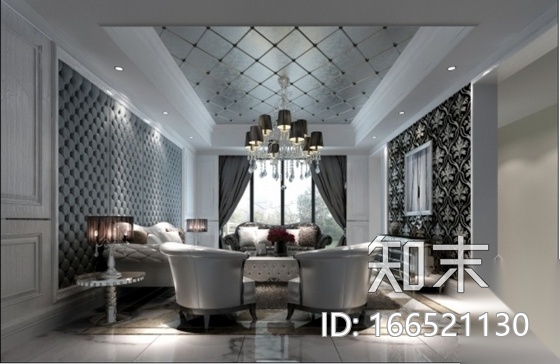 [苏州]高档新古典三居室样板房室内施工图（含效果）cad施工图下载【ID:166521130】