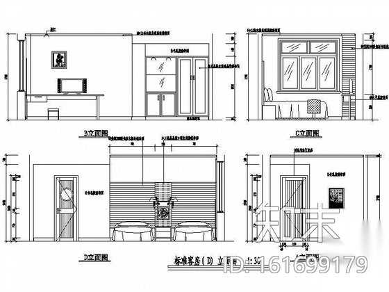 [黄山]某宾馆改造装修图cad施工图下载【ID:161699179】