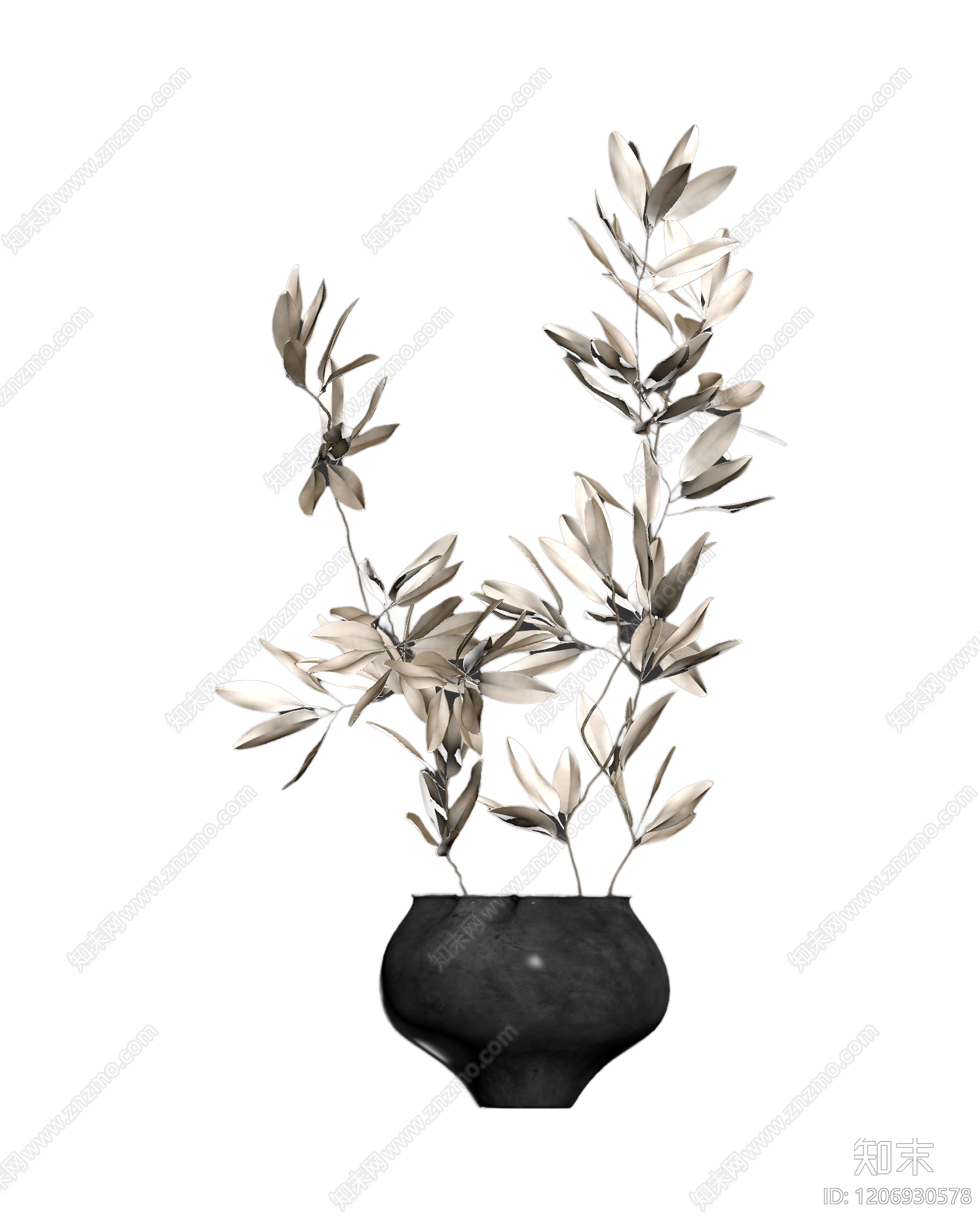金属叶插花装饰3D模型下载【ID:1206930578】