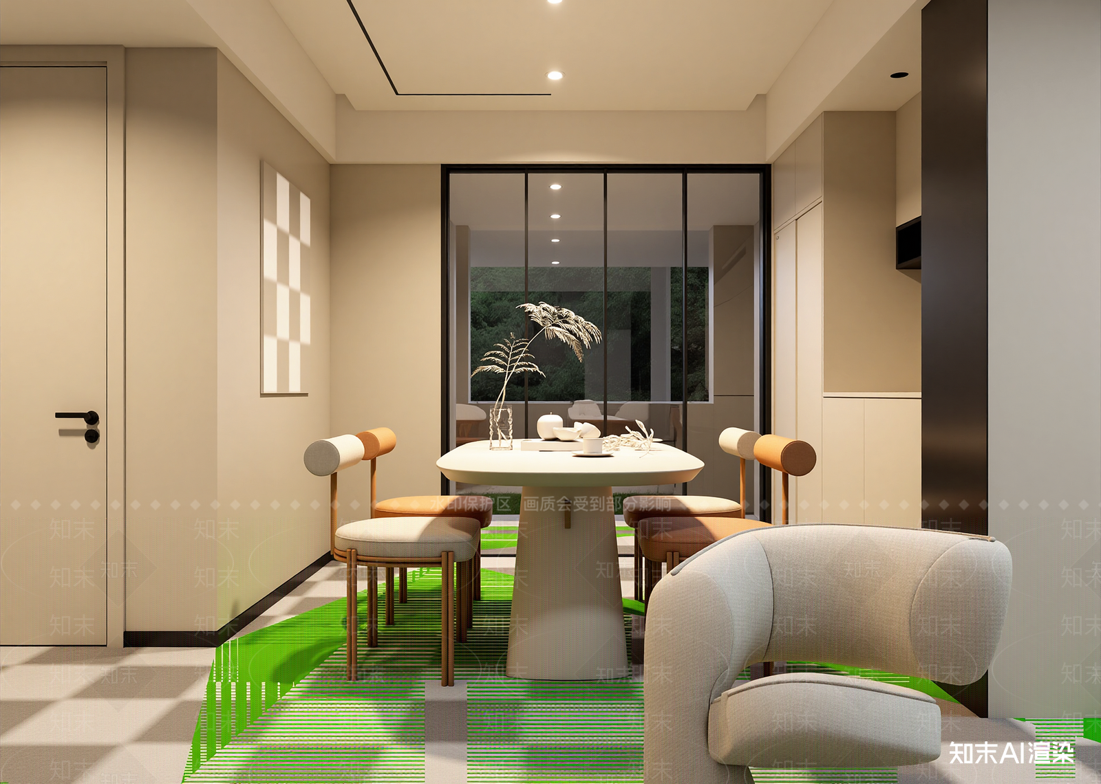 奶油家居餐厅3D模型下载【ID:1215086859】