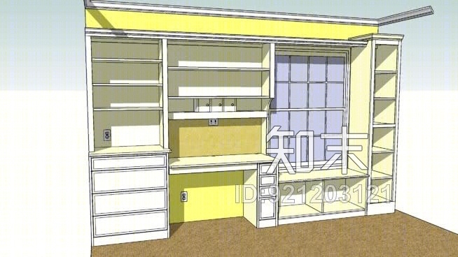 卧室、书柜、书架、窗台、卧室橱柜SU模型下载【ID:921203121】