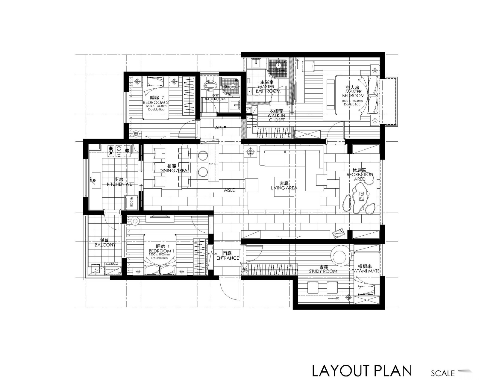 现代简约风格三居室住宅全套施工图+效果图cad施工图下载【ID:160073103】