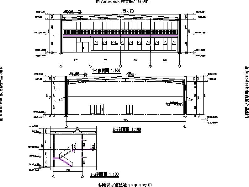 [宁夏]两层钢结构4S汽车店建筑施工图（含三个方案）cad施工图下载【ID:165620134】