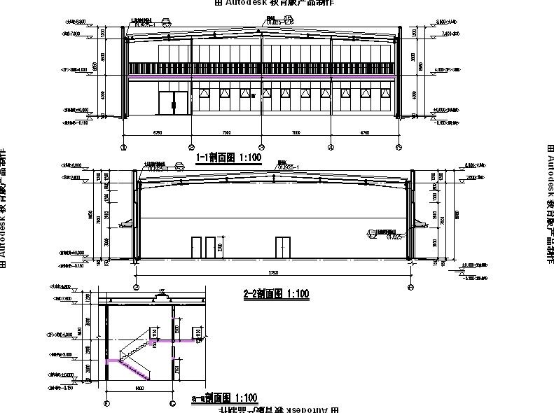 [宁夏]两层钢结构4S汽车店建筑施工图（含三个方案）cad施工图下载【ID:165620134】