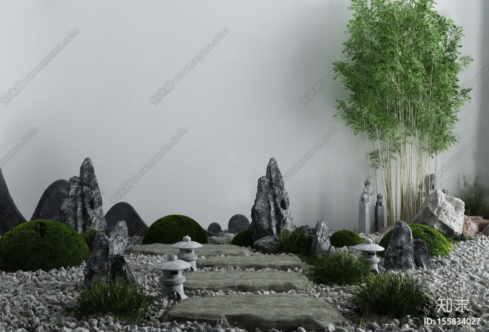 新中式假山水景3D模型下载【ID:155834027】