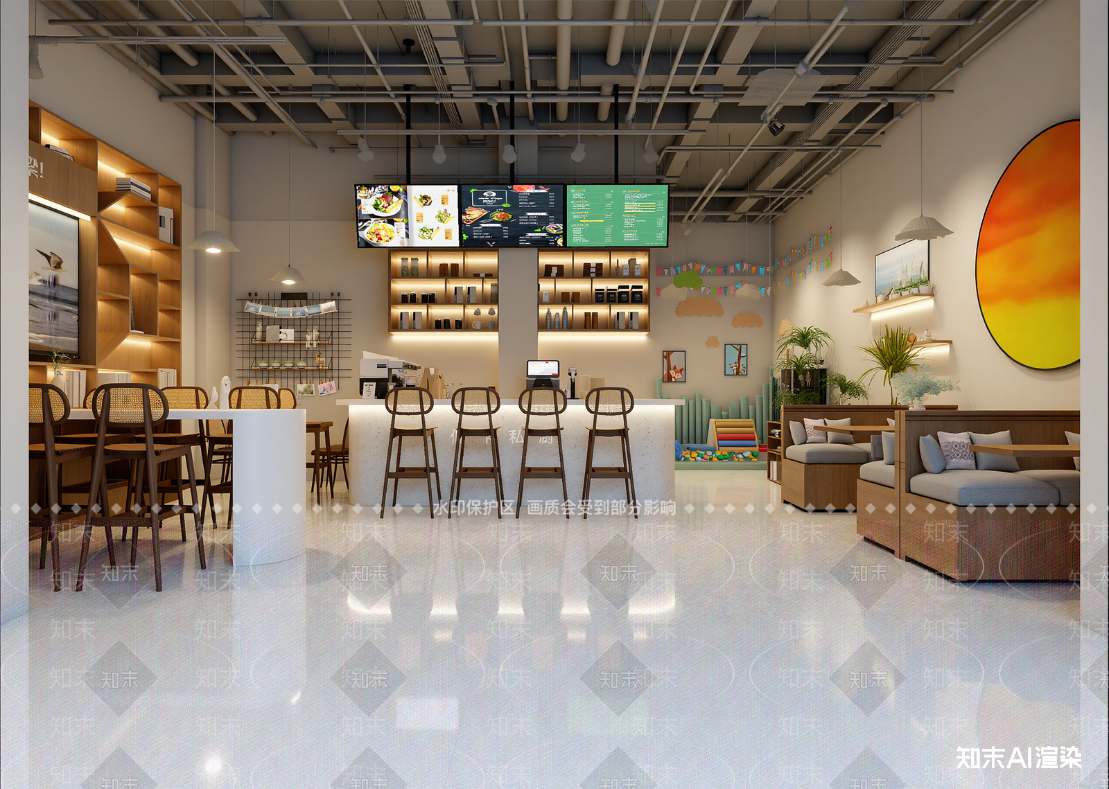 现代咖啡厅3D模型下载【ID:1214672439】
