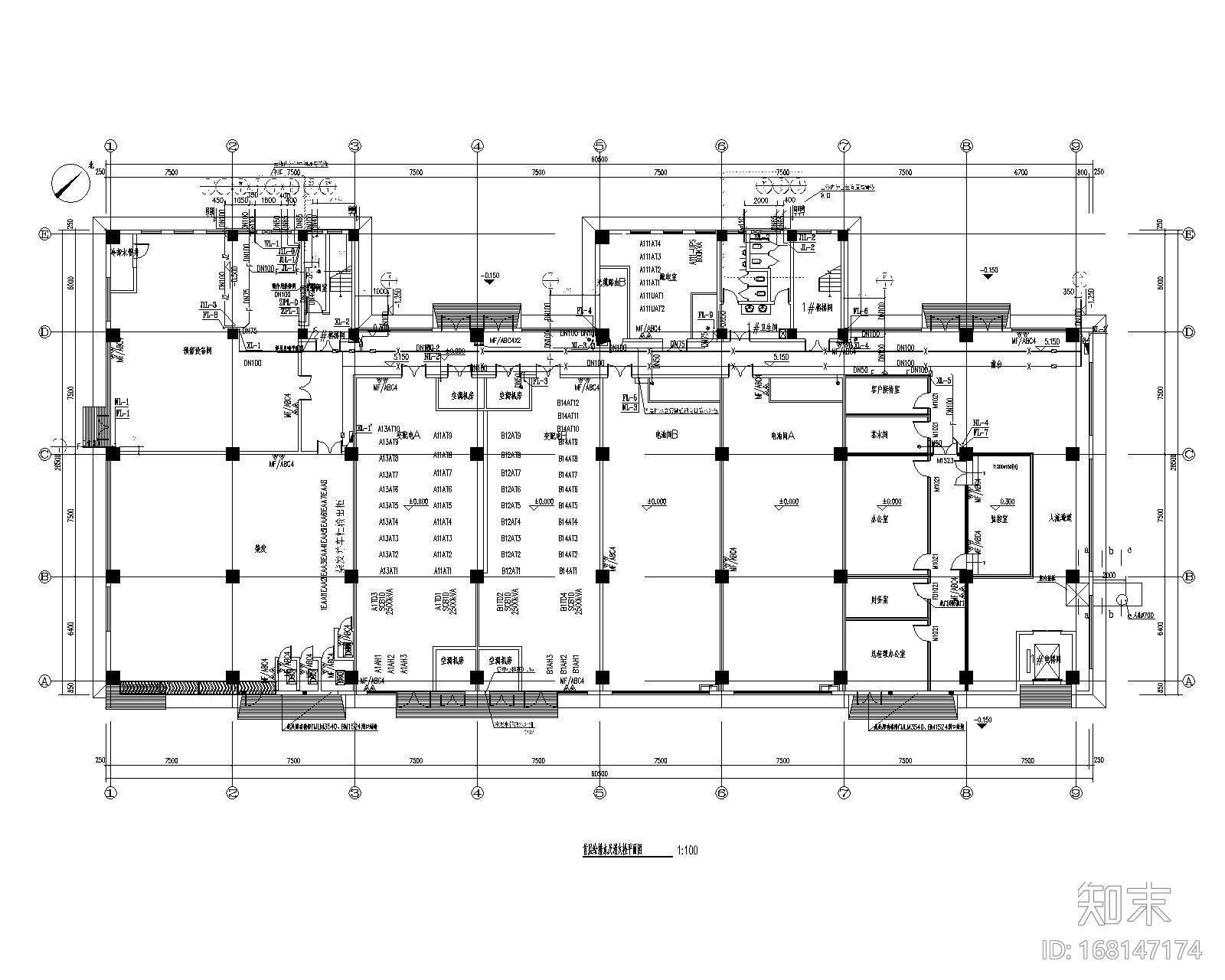北京通州某厂房项目给排水施工图cad施工图下载【ID:168147174】