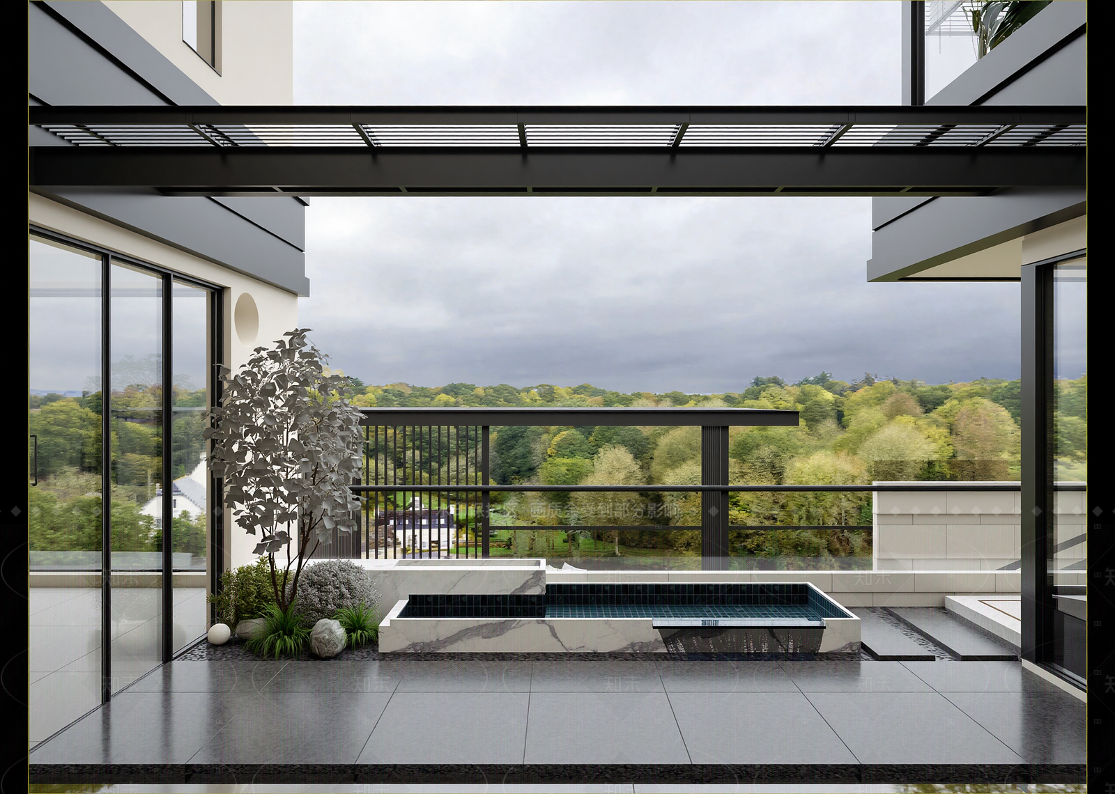 现代屋顶花园3D模型下载【ID:1214989241】