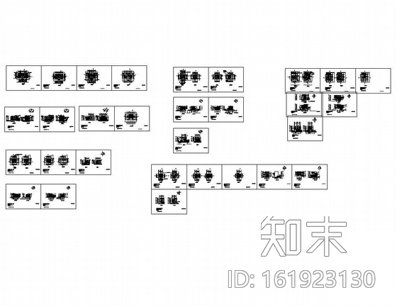 五种户型多层连排别墅图纸cad施工图下载【ID:161923130】