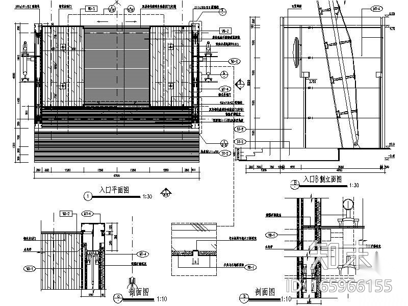 汽车展示入口墙详图cad施工图下载【ID:165966155】