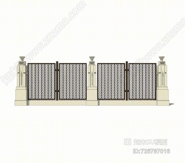 欧式围墙SU模型下载【ID:726787016】