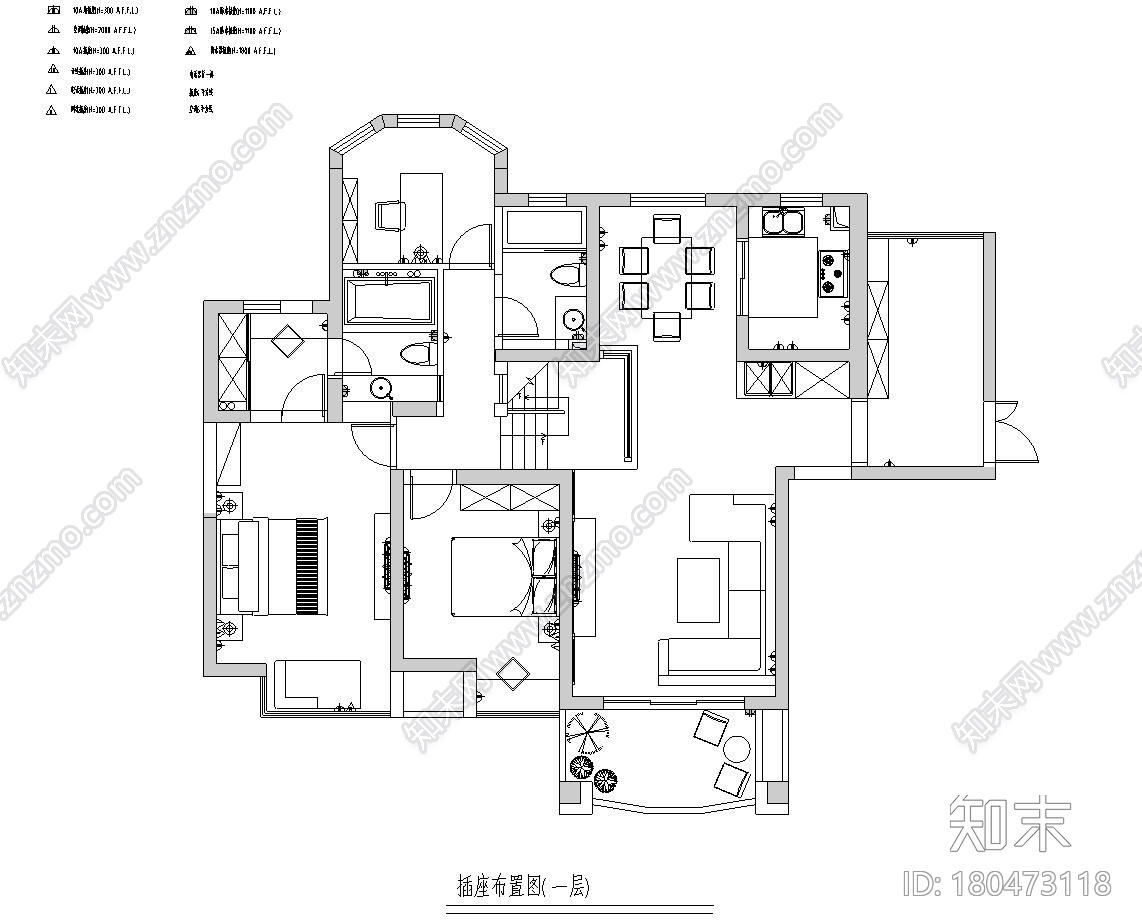 现代中式风格150㎡跃层公寓住宅装修施工图施工图下载【ID:180473118】