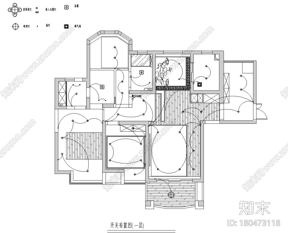 现代中式风格150㎡跃层公寓住宅装修施工图施工图下载【ID:180473118】