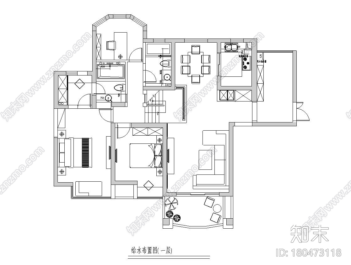 现代中式风格150㎡跃层公寓住宅装修施工图施工图下载【ID:180473118】