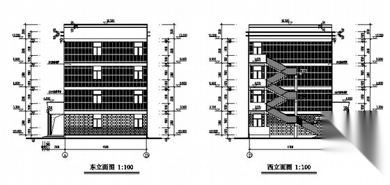 某中学四层宿舍楼建筑施工图cad施工图下载【ID:166820112】