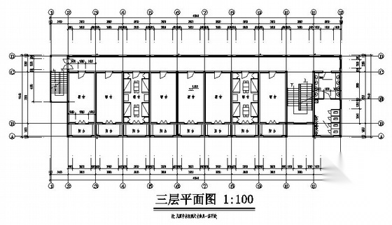 某中学四层宿舍楼建筑施工图cad施工图下载【ID:166820112】