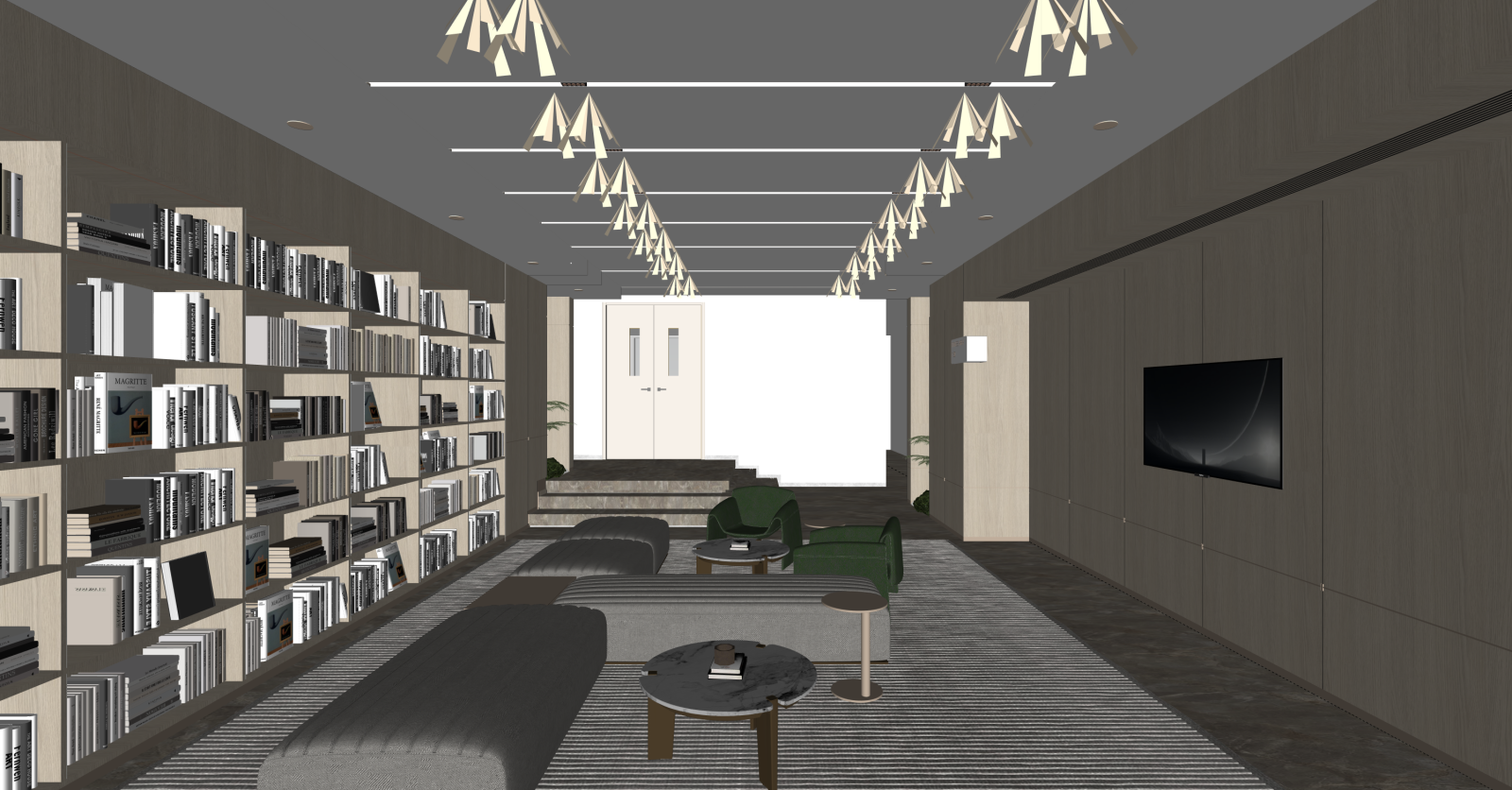 现代阅览室SU模型下载【ID:1216005462】