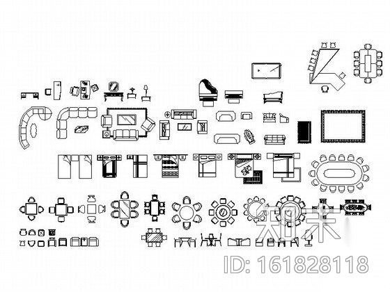 各式家装家具CAD图块下载cad施工图下载【ID:161828118】