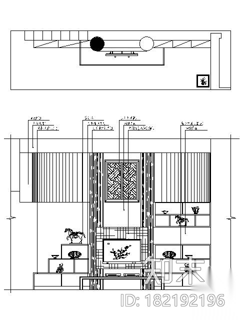 [重庆]160㎡新中式风居室装修图（含实景）cad施工图下载【ID:182192196】