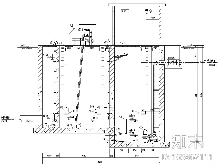 [湖北]污水处理厂水处理工艺设计图（CAD）cad施工图下载【ID:165462111】