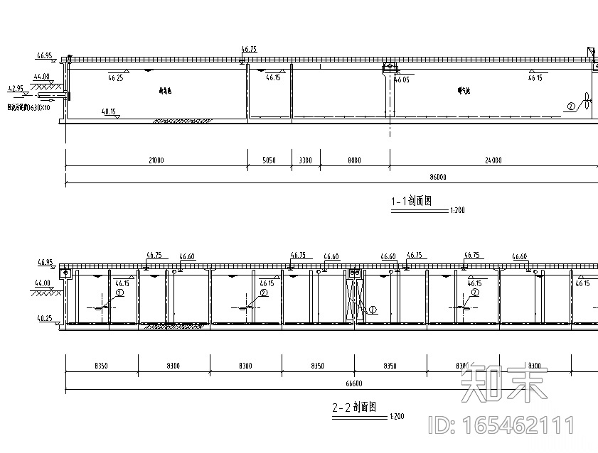 [湖北]污水处理厂水处理工艺设计图（CAD）cad施工图下载【ID:165462111】