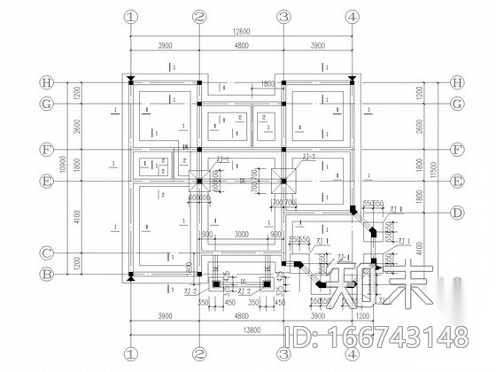 四层砖混别墅结构施工图(含建施)cad施工图下载【ID:166743148】