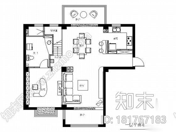 [常熟]大型复合小区后现代风格复式装修施工图（含高清实...cad施工图下载【ID:181767183】