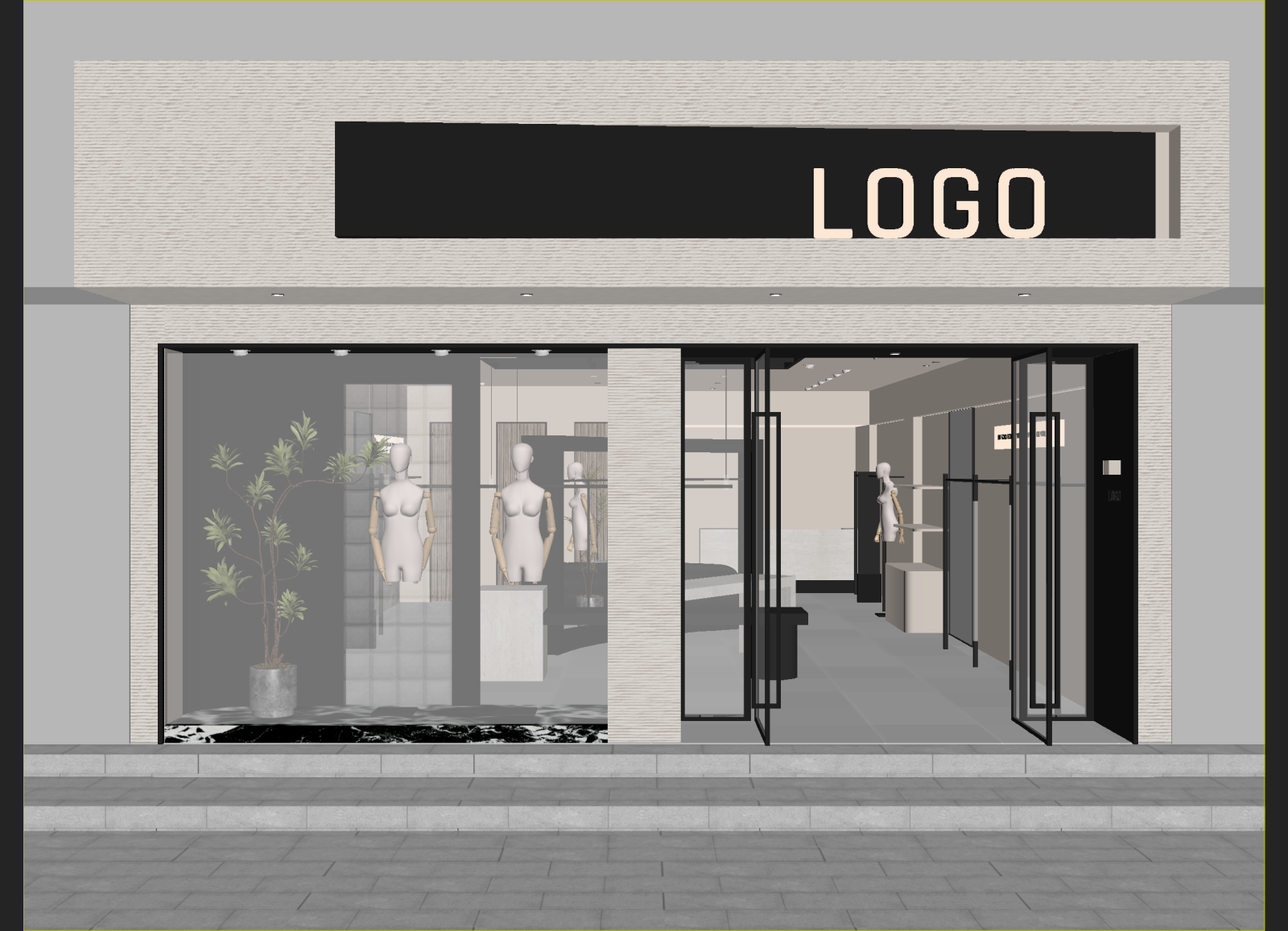 现代服装店3D模型下载【ID:1214623963】