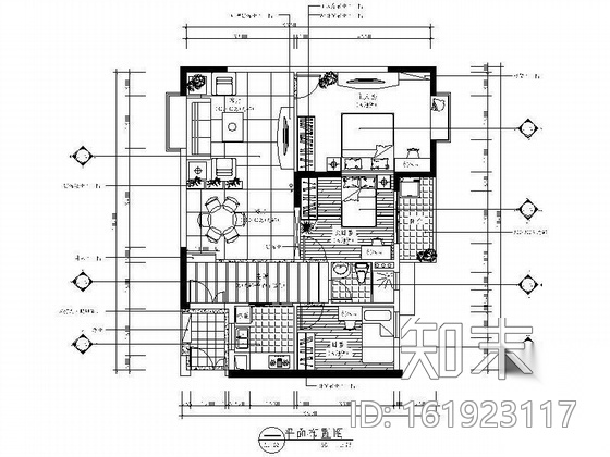 [广东]三居A1栋02样板房装修图施工图下载【ID:161923117】