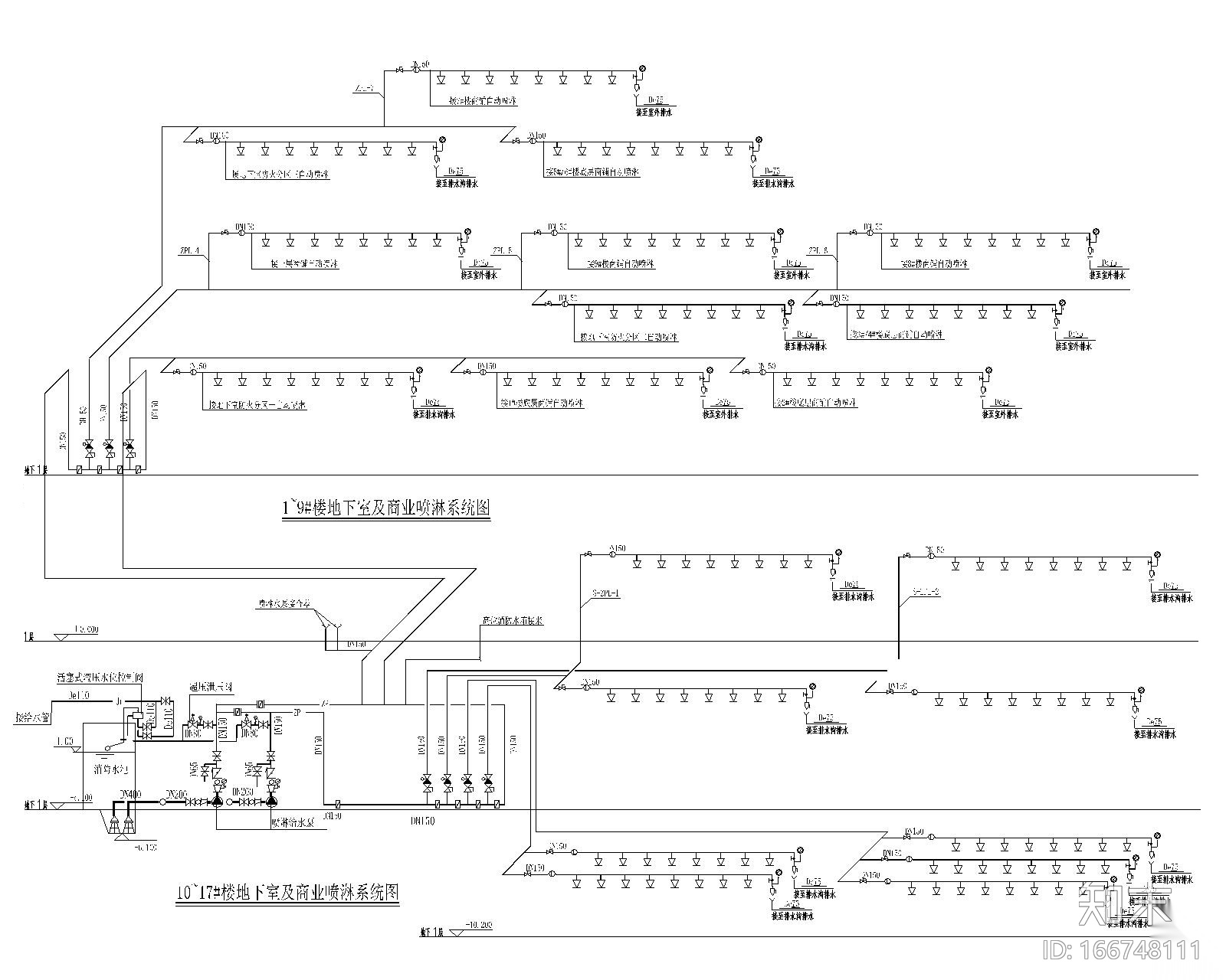 贵州省某县城拆迁安置房给排水施工图cad施工图下载【ID:166748111】