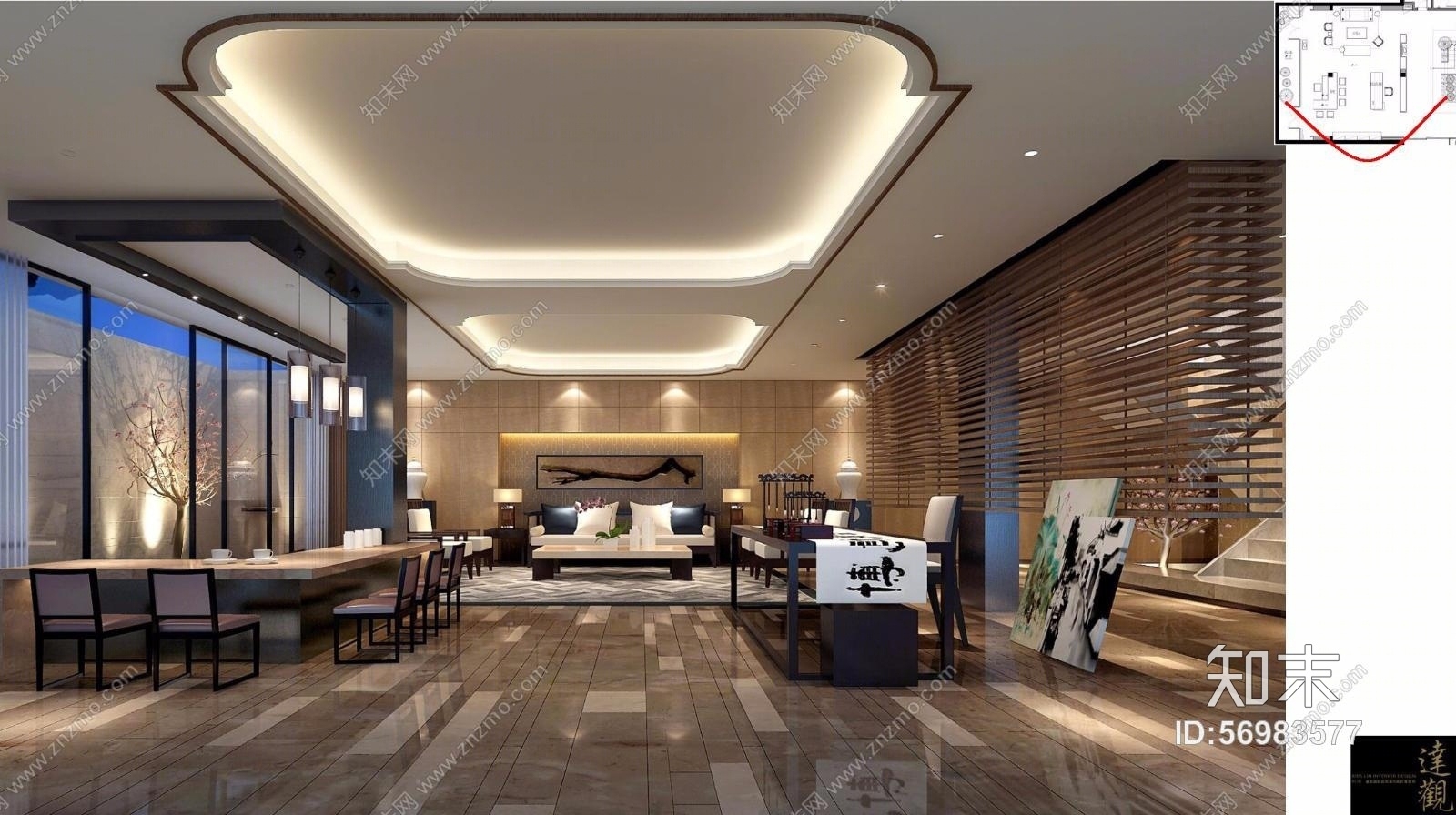 达观-中信青浦区朱家角別墅样板房cad施工图下载【ID:56983577】