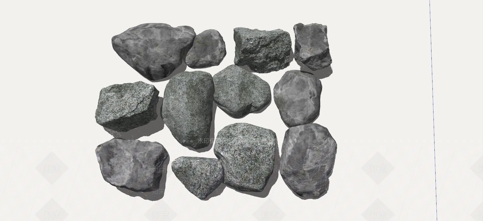 现代石头石块SU模型下载【ID:1126570992】