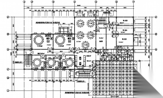 [湖北]某职业技术学院培训中心-餐饮中心建筑施工图cad施工图下载【ID:164866117】